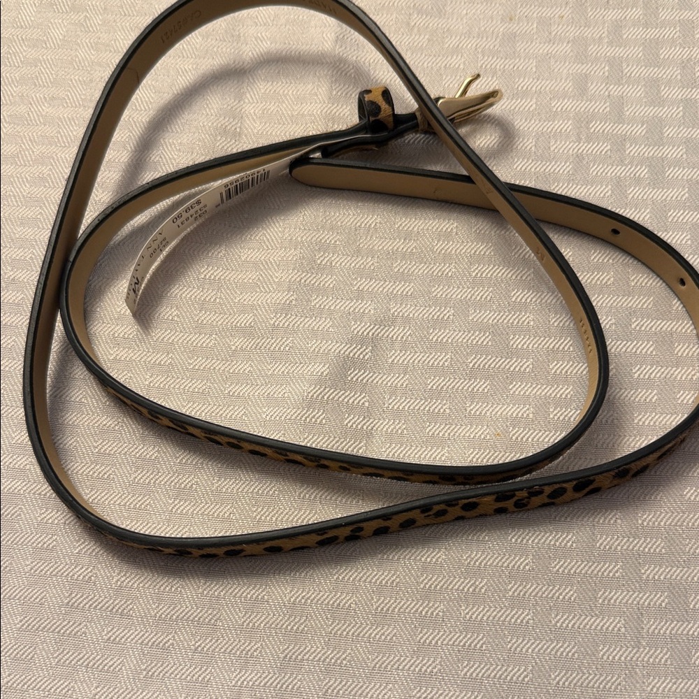 Ann Taylor Leopard Print Belt with Gold Buckle